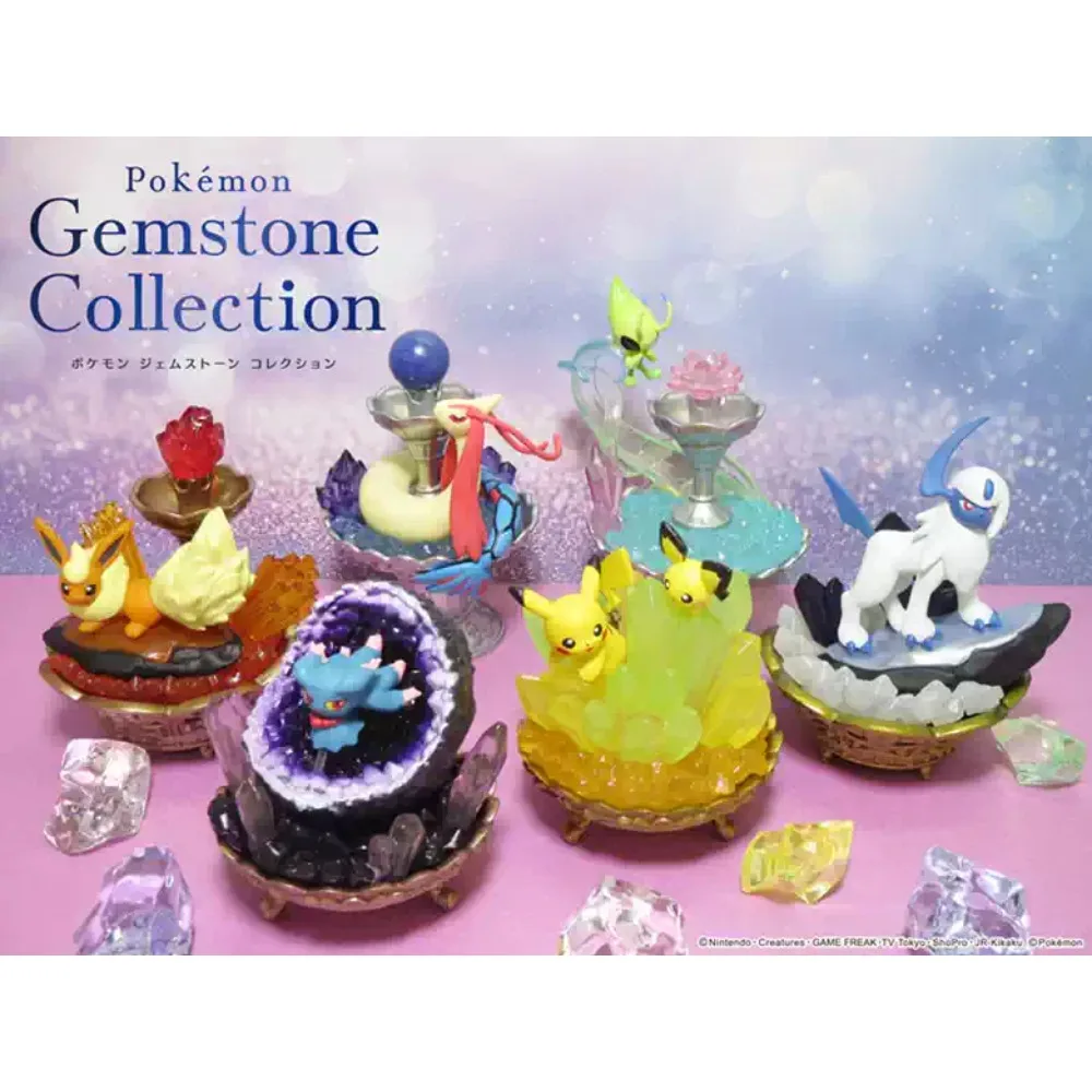 

Коллекционная серия Re-ment Pokémon Gemstone: Сюрприз-бокс с фигурками Пикачу, Абсол, Милотик. Коллекционная игрушка-фигурка с драгоценными камнями. Подарок.