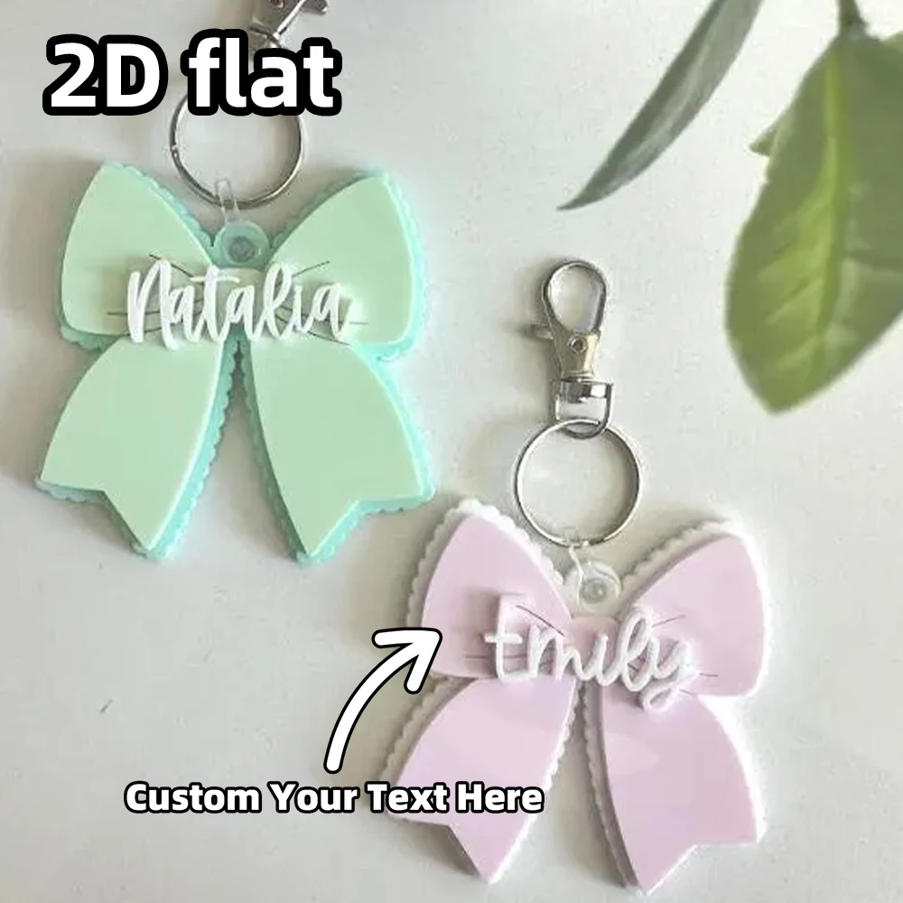 سلسلة مفاتيح على شكل فيونكة أكريليك واحدة، علامة اسم القوس الصدفية المخصصة، لوحة اسم مخصصة، سحر حقيبة القوس الجميل - قطعة واحدة