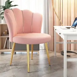 Formwell-Silla de terciopelo con respaldo medio, Sillón tapizado con patas doradas, para comedor y cocina