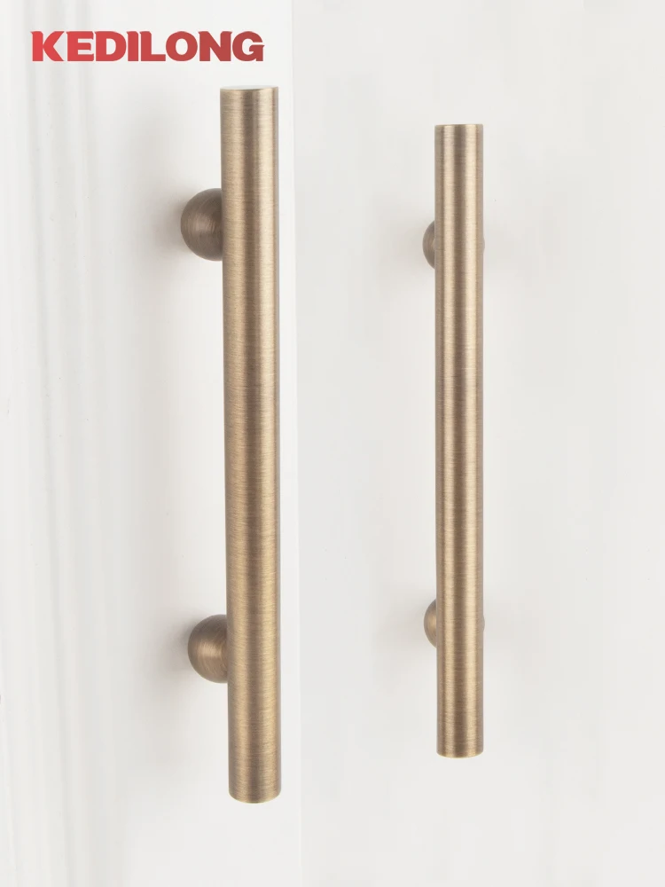 KEDLO Solid Brass French Surface Cabinet Drawer Gold Handle Modern European Ball Base Antique BrassLong Handle