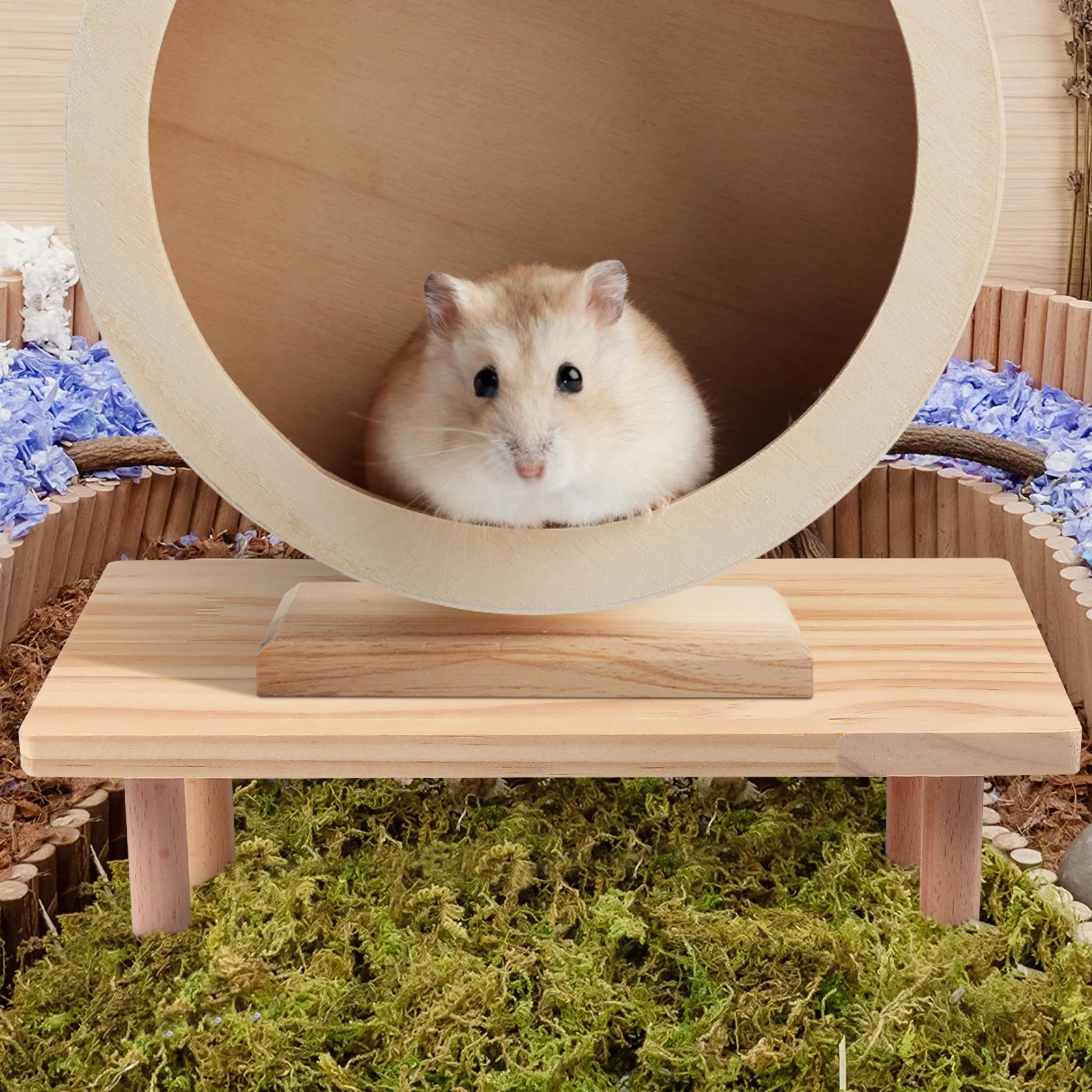 

Hamster Cage Wooden Platform Multi Use Play Stand for Exercise Food Bowl Placement Squirrel Chinchilla Friendly