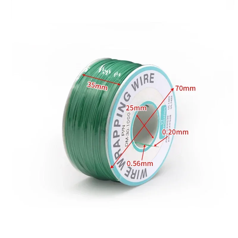 250m/roll 30AWG UL1423 Colored Insulation Cable Copper Core Test Wrapping Wire Tinned Copper PCB Solid Wire Line