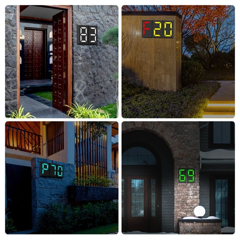 Solar Digital Outdoor Lighting Number LED Sconce Indoor Lights ABS Texture