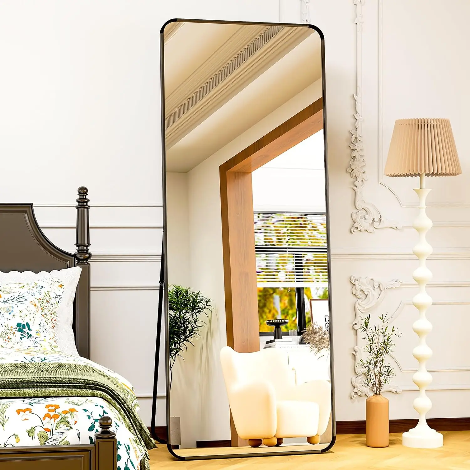 

Modern Full-Length Mirror, 64"x21" Floor Mirror with Stand, Wall-Mounted Mirror for Bathroom, Dressing Room - Hanging or Leaning