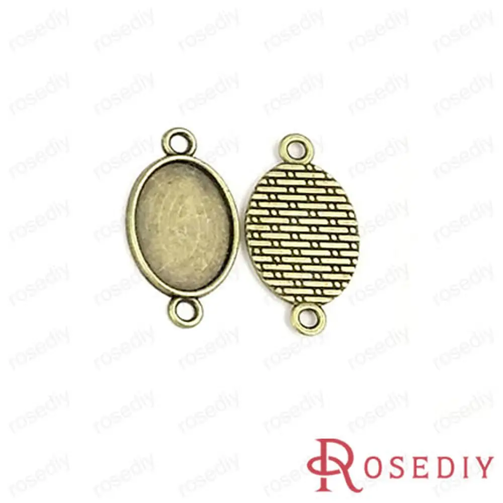 

(JM6297)Wholesale Outer 28*15mm Inner 18*13mm Antique Bronze Oval Alloy Cameo settings Connectors 100g Roughly 68~70 Pieces