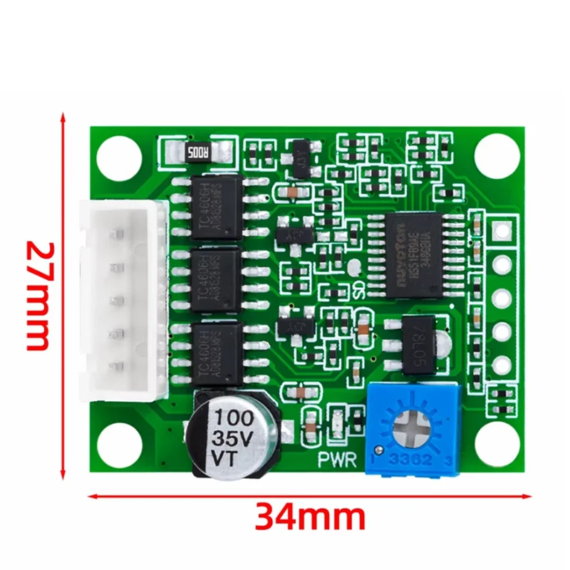 A29F-DC 6-20V 60W 12V Brushless Motor Driver Board With BLDC Speed Control, 3-Phase Governor Hallless Switch Module And Cable