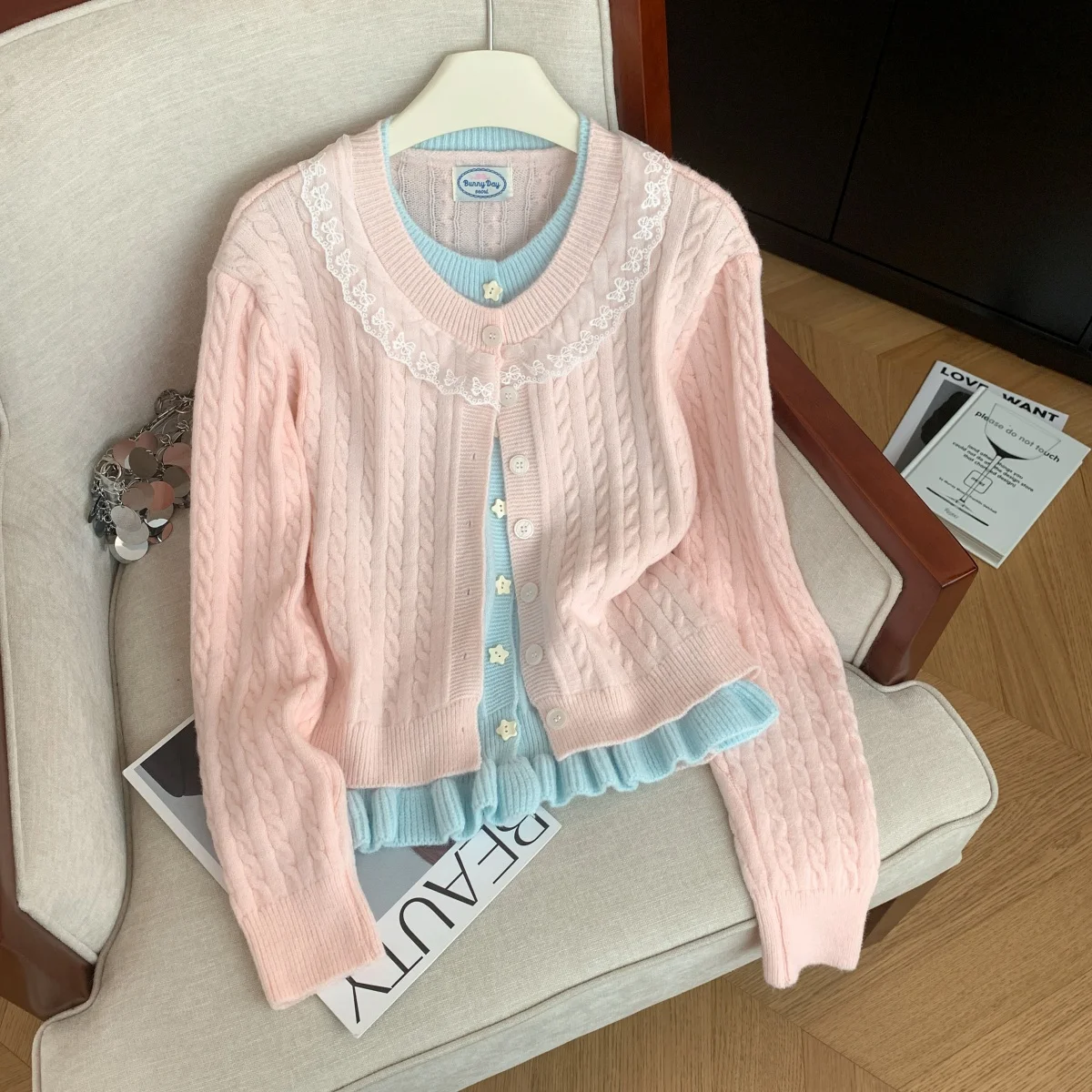 Dames grijze strik vest trui Y2k Vintage jaren 2000 elegante trui gebreide lange mouwen Koreaanse pailletten trui herfst winter 2025