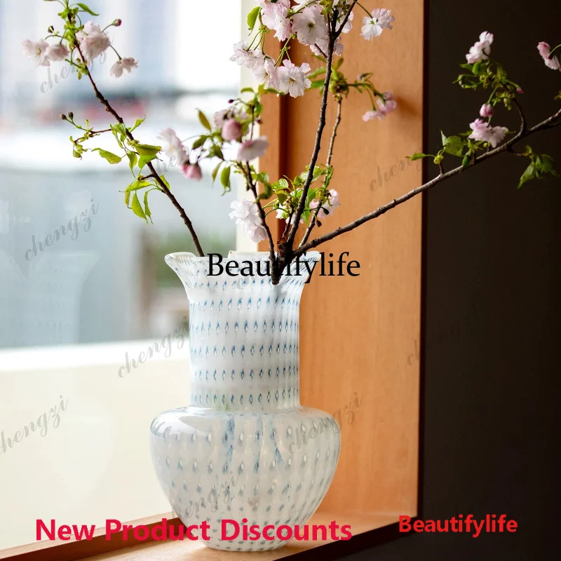03 living room dining table decorative vase entrance desktop water flower glass wide mouth vase ornament