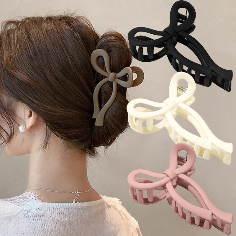 

Matte Bow Large Hair Claw Crab Ponytail Hair Accessories for Women Acrylic Bowknot Hair Clips Hairpins Girls Barrettes Headbands