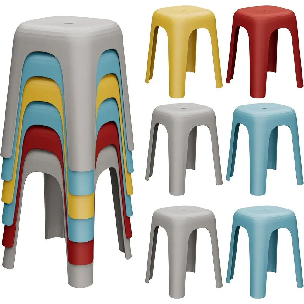 

6 Pack Stackable Classroom Stools 18 Inch Nesting Plastic Stools Portable BacklChairs or Classroom, Students, Adults, Living Roo