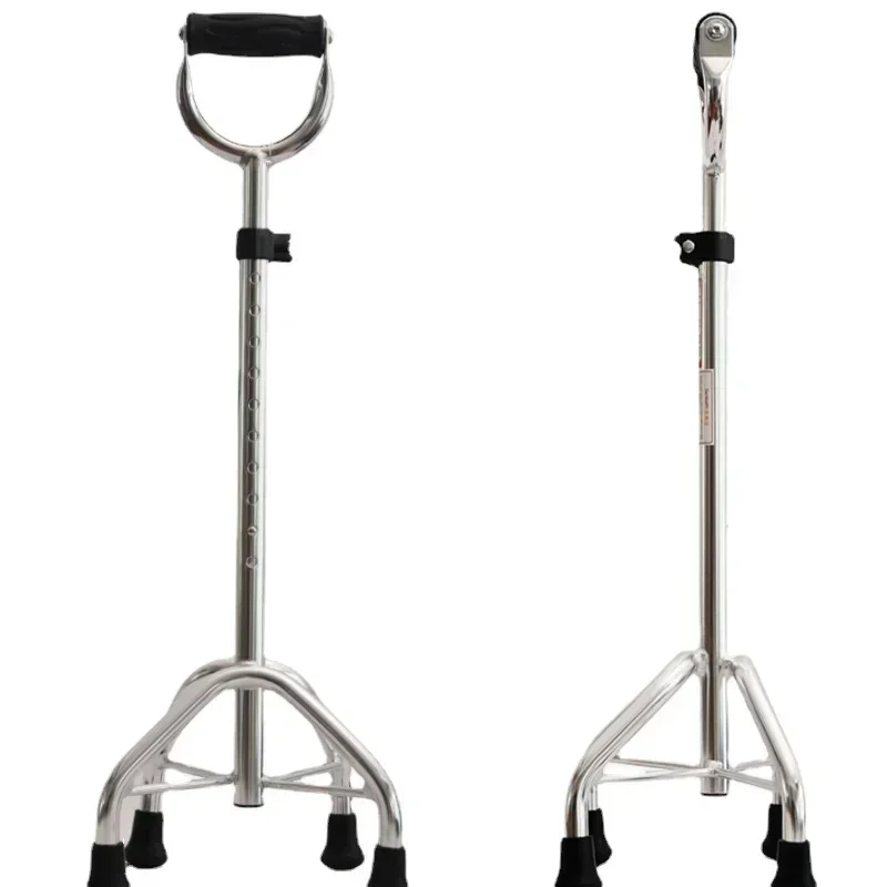 Elderly Four-Legged Crutches Anti-Slip Wear-Resistant Walker Aluminum Alloy Portable Adjustable Walking Stick