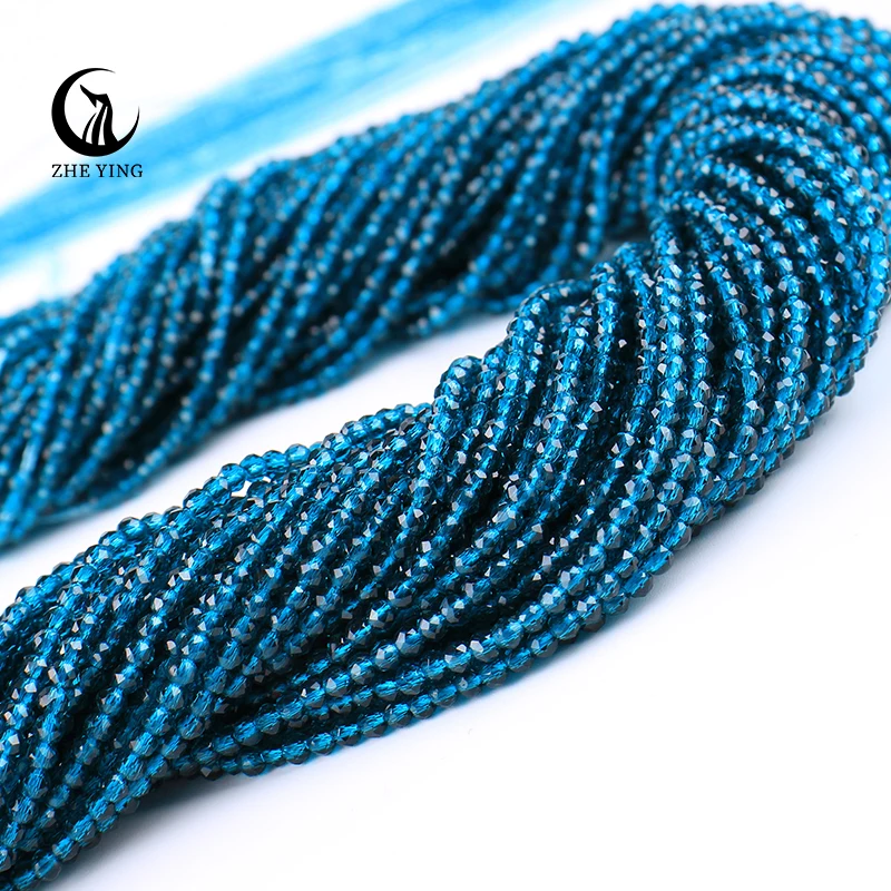 

2023 10Strands/lot 2mm 3mm Blue Hydro Round Micro Faceted Crystal Spacer Loose Beads for DIY Jewelry Making Bohemica Necklace