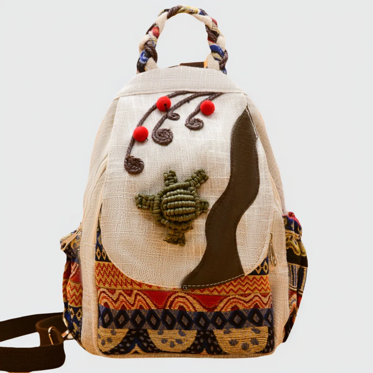 

Оригинальная женская сумка через плечо из хлопка и льна в этническом стиле, повседневная дорожная сумка с цветочным узором, из мягкого полиэстера