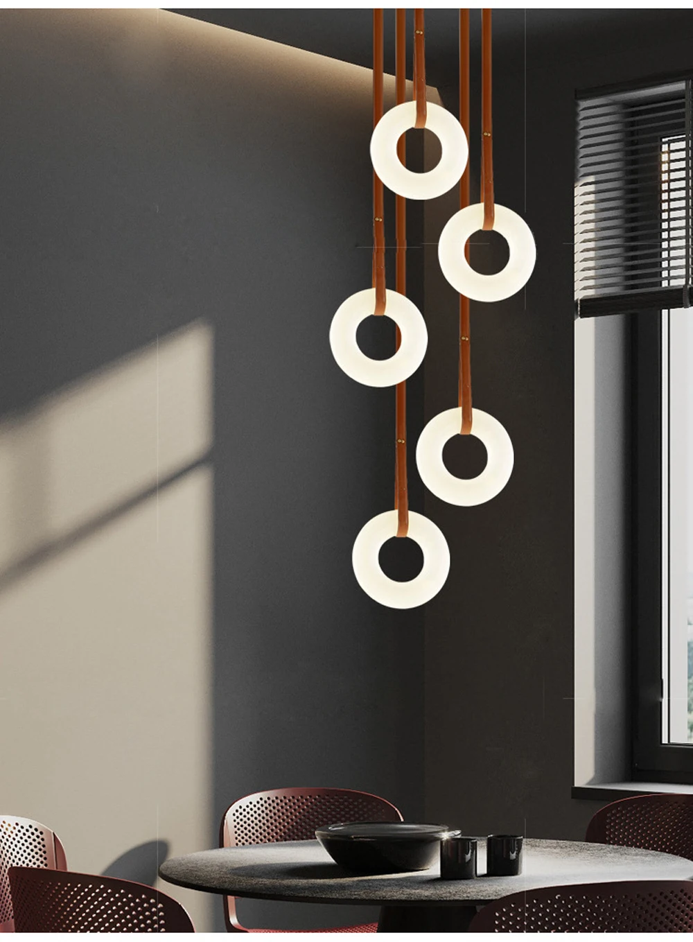Marble Ring Brown Dark Leather Pendant Lights