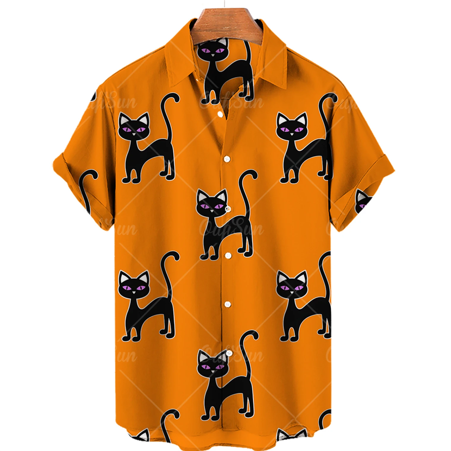 Hawaiian Summer Man Plus Size Shirt Floral 3d Lapel Casual Short Sleeve Anime Cartoon Clothes Street Retro Cat Sale Manga Curta