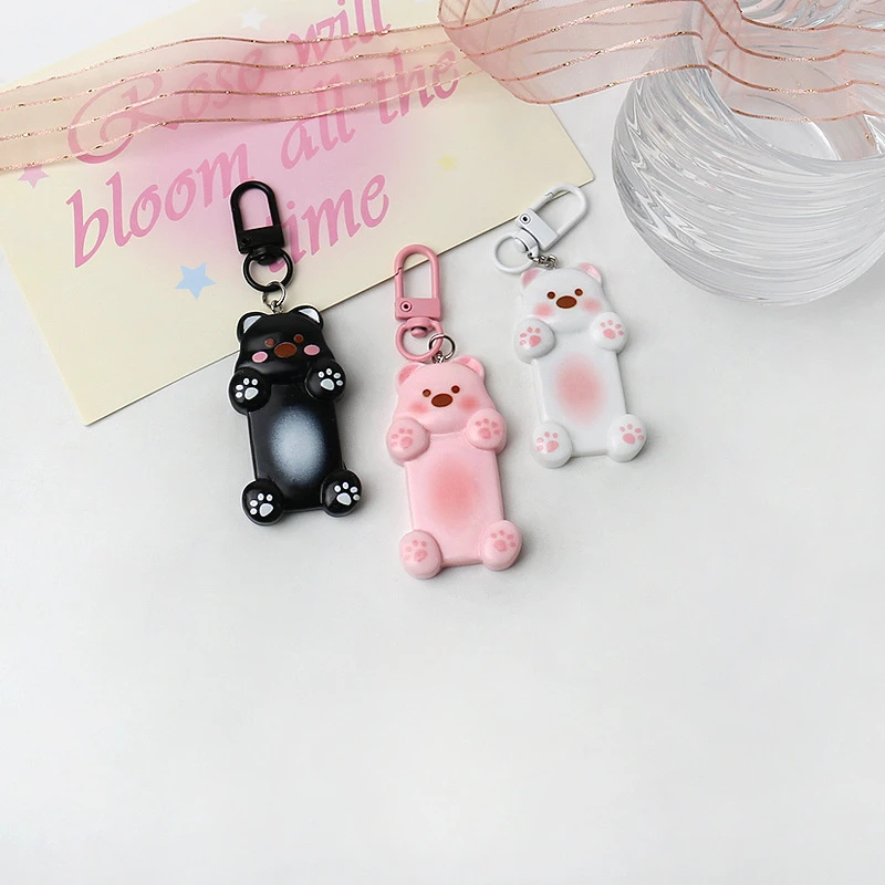 Cute Seeking A Hug Bear Keychain Backpack Pendant Keychains Kawaii Cartoon Animal Sweet Car Keychain for Children's Gift