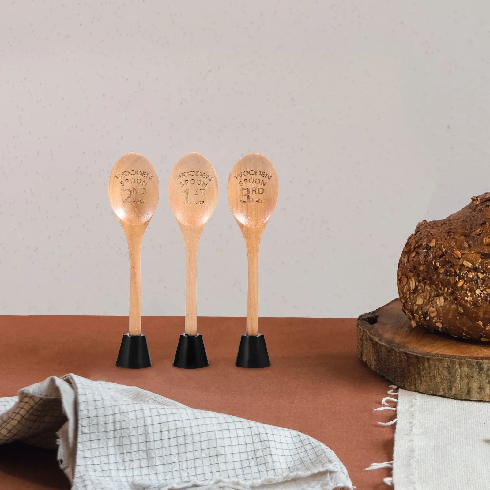 3Pcs Wooden Spoon Award Trophy Set Cooking Baking Competition Kitchen Contest Chili Cook Off Prizes Small Trophies