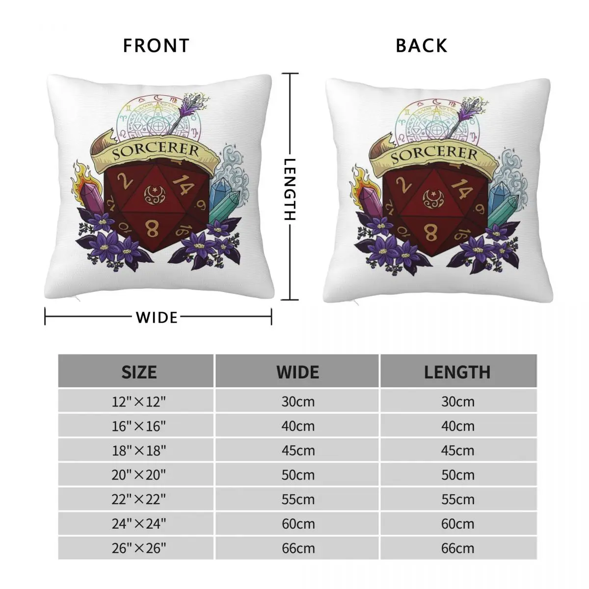 Dice Sorcerer Square Pillowcase Pillow Cover Polyester Cushion Decor Comfort Throw Pillow for Home Car