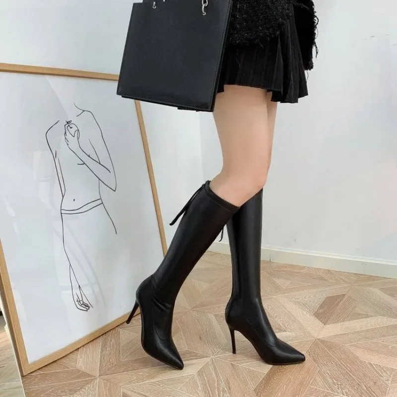 

Sexy Elegant Heeled Zipper Long Boots for Women on Offer Waterproof Y2k Comfortable Gyaru 2025 New Knee High Shaft Shoes Woman
