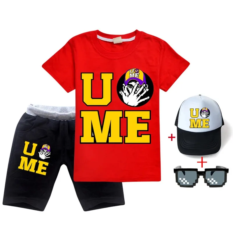 L2025l هالوين جون سينا الصيف مجموعة ملابس الأطفال القطن عادية طفل الفتيان الفتيات تي شيرت + السراويل دعوى ل 3 4 5 6 8 10 1