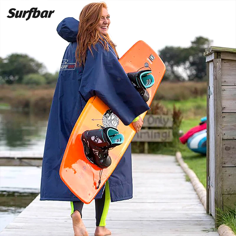 Surf Changing Robe Jacket Coat Quick Drying Jacket Weatherproof Cloak Outwear Surf Changing Robe Jacket Swim Parka Windbreaker