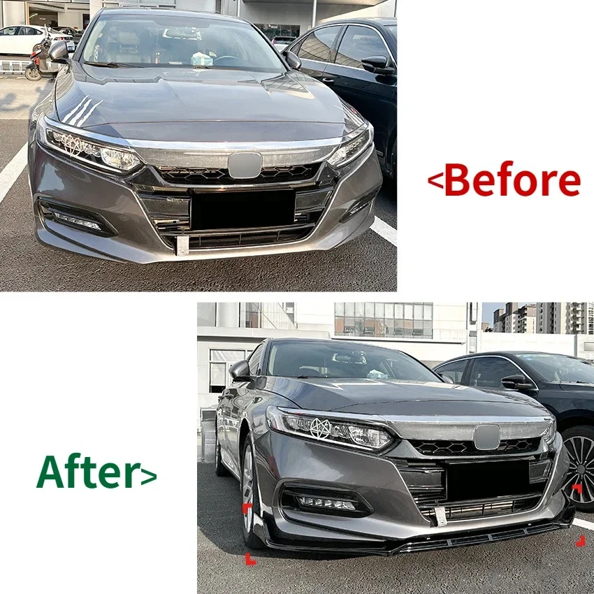 Hot Sale For Honda 2018-2021 10th Accord High Quality ABS Front Bumper Lip Splitter Diffuser Bumper Canard Lip Tuning Body Kits