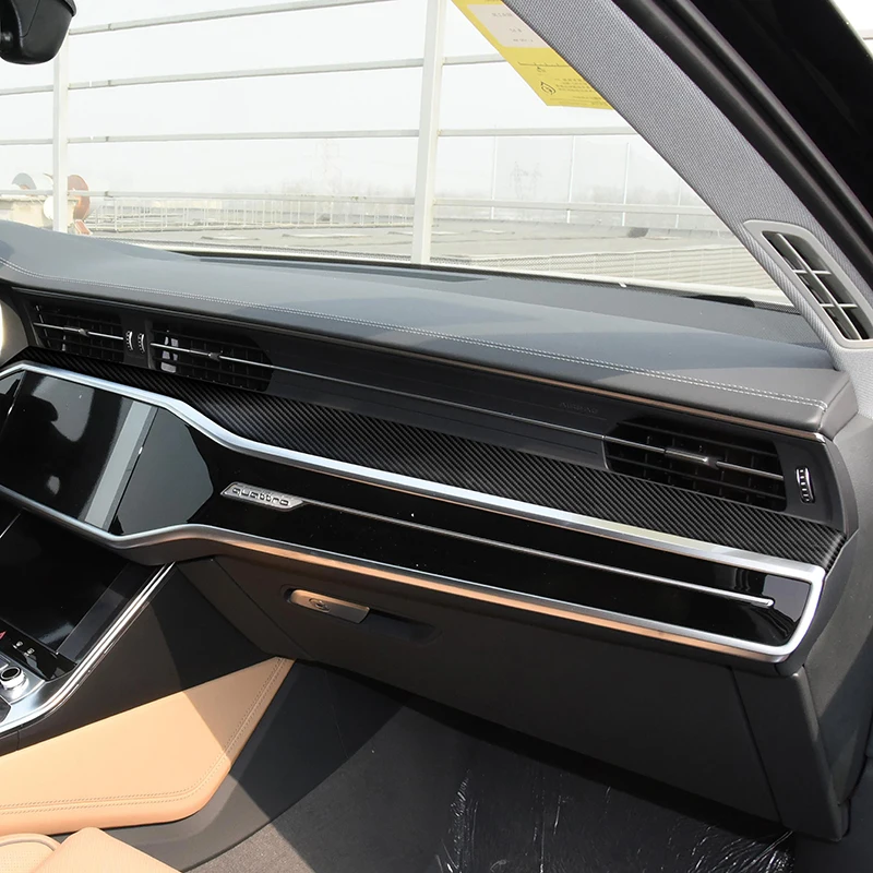 Carbon Fiber Color Center Console Dashboard Panel Decoration Cover Trim For Audi A6 C8 A7 A8 2019-2022 LHD Car Styling Interior