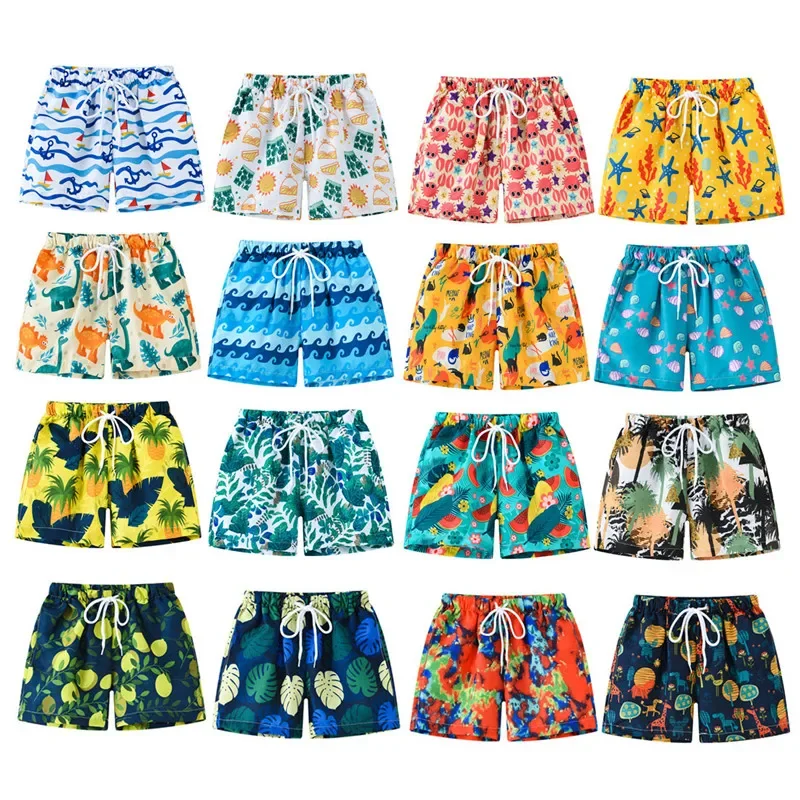 2-8 Years Children Beach Shorts Cartoon Print 2023 Boys Swimsuit Board Shorts Boys Bathing Suit Swimwear Summer Swimming Trunks