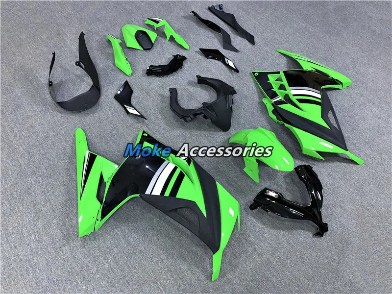 Kit de carénage de moto adapté à Ninja300 Ex300 2013 2014 2015 2016 2017, ensemble de carrosserie ABS Injection, nouveau vert noir