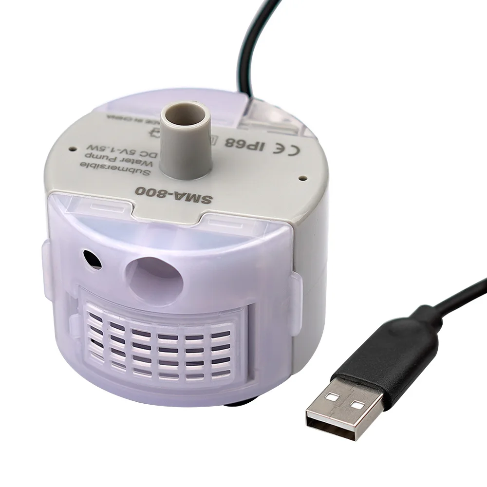 SMA-800 USB 워터 펌프 및 필터, 저소음 브러시리스 모터, 수중 펌프, DIY 고양이, 반려동물 식수대, DC 5V, 1A, 40cm, 160L