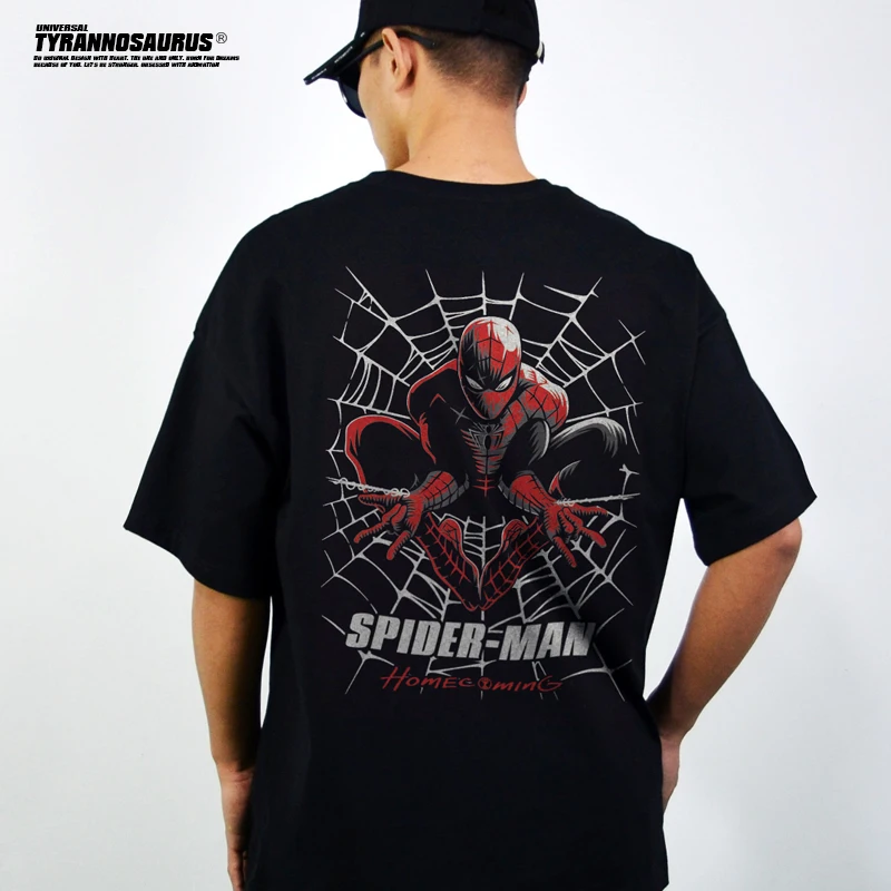 

Мстители: Человек-паук с принтом комиксов Человек-паук 3, черно-белая футболка с короткими рукавами для совместной работы