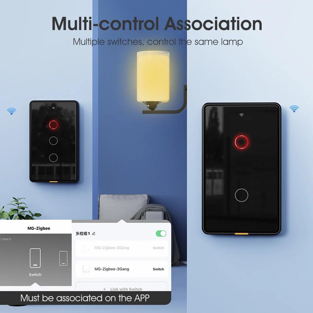 Tuya Zigbee Smart LightTouch Switch No Neutral Wire Wall Magnetic Relay US100-250v Voice App Google Home No Capacitor Required