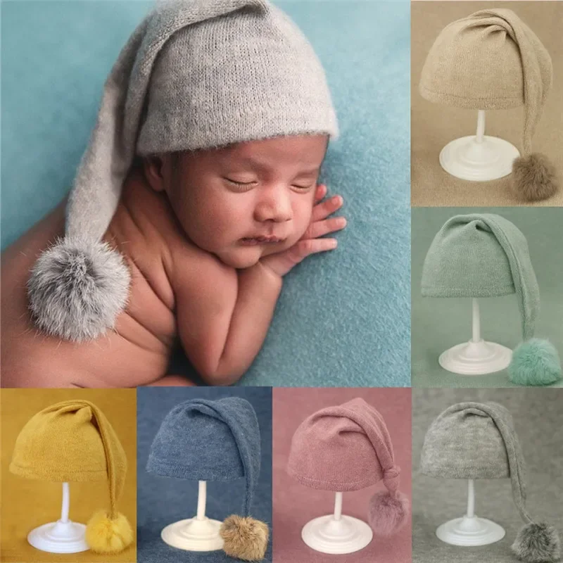 Newborn Hat Photography Props Knit Fur Ball Beanie Hat Baby Photo Studio Photography Props Cap  Baby  Hat