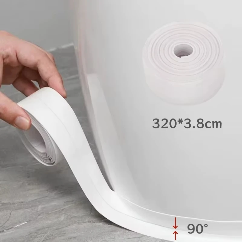 1 Roll PVC Waterproof Self-adhesive Sealing Tape Oil-Proof Kitchen Sink Edge Caulk Tape Bathroom Toilet Corner Wall Stickers