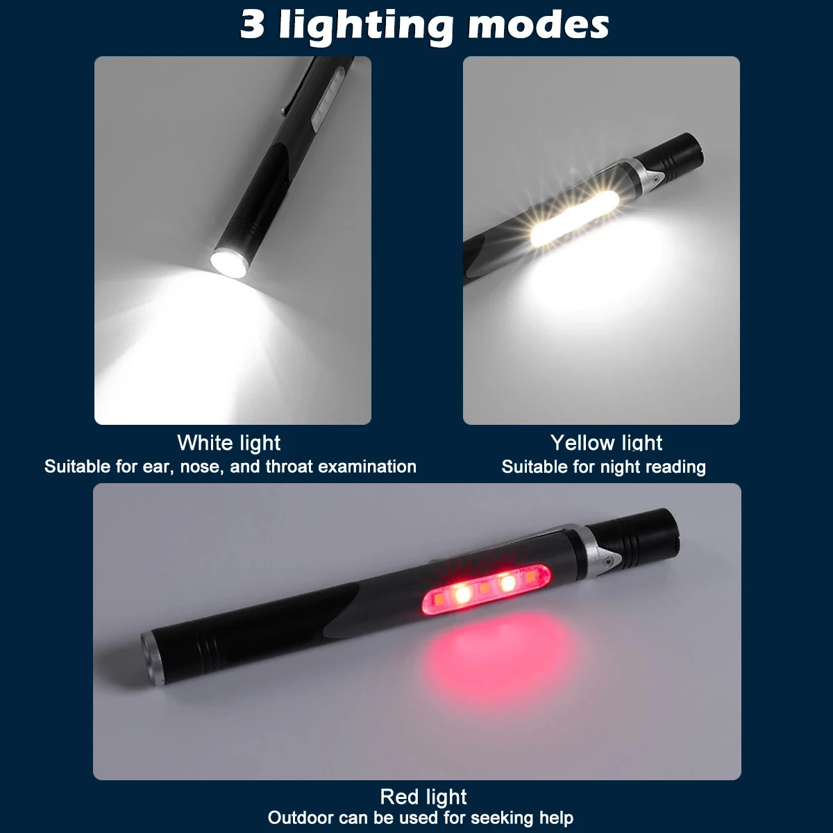 Pen Clip Light Dual Light Source Mini Portable LED Dentist Nurse Pencil Torch Lamp Outdoor Camping Hiking Adventure Flashlight