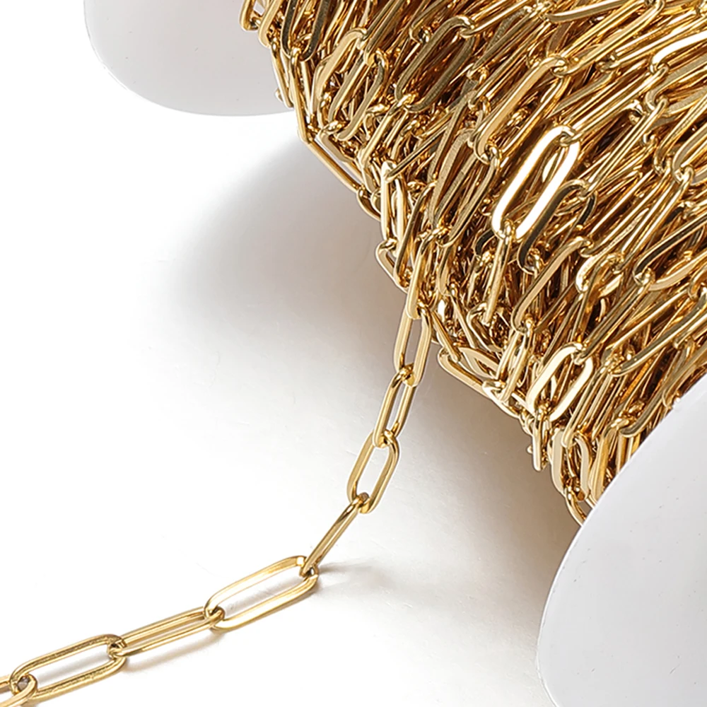 Kein Verblassen, 2 Meter Edelstahlketten für die Schmuckherstellung, DIY-Halskette, Armband, Zubehör, Goldkette, Lippen, Perlen, Perlenkette – Detail 6