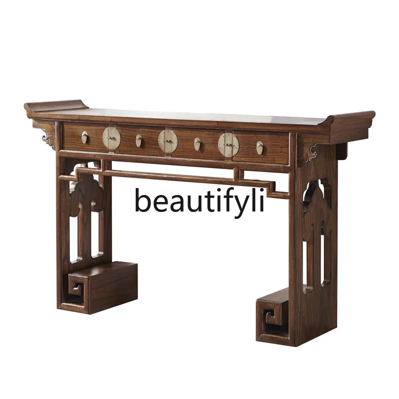 

New Chinese style strip case all solid wood classical table entrance foyer strip few storage living room display cabinet