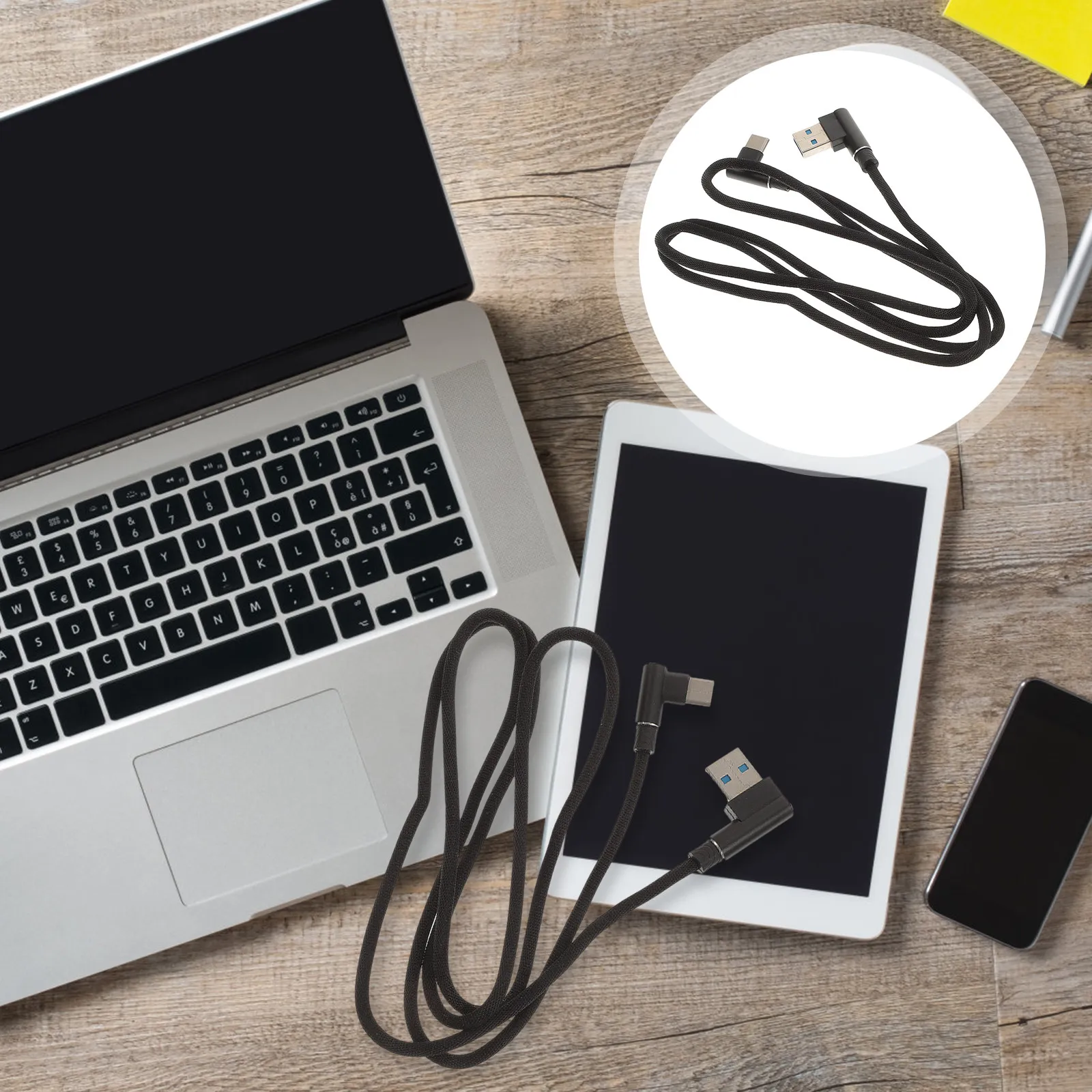 USB-C Right Angle Charging Cable Nylon Braided 2.0a High Speed Compatible with Samsung S23 Note