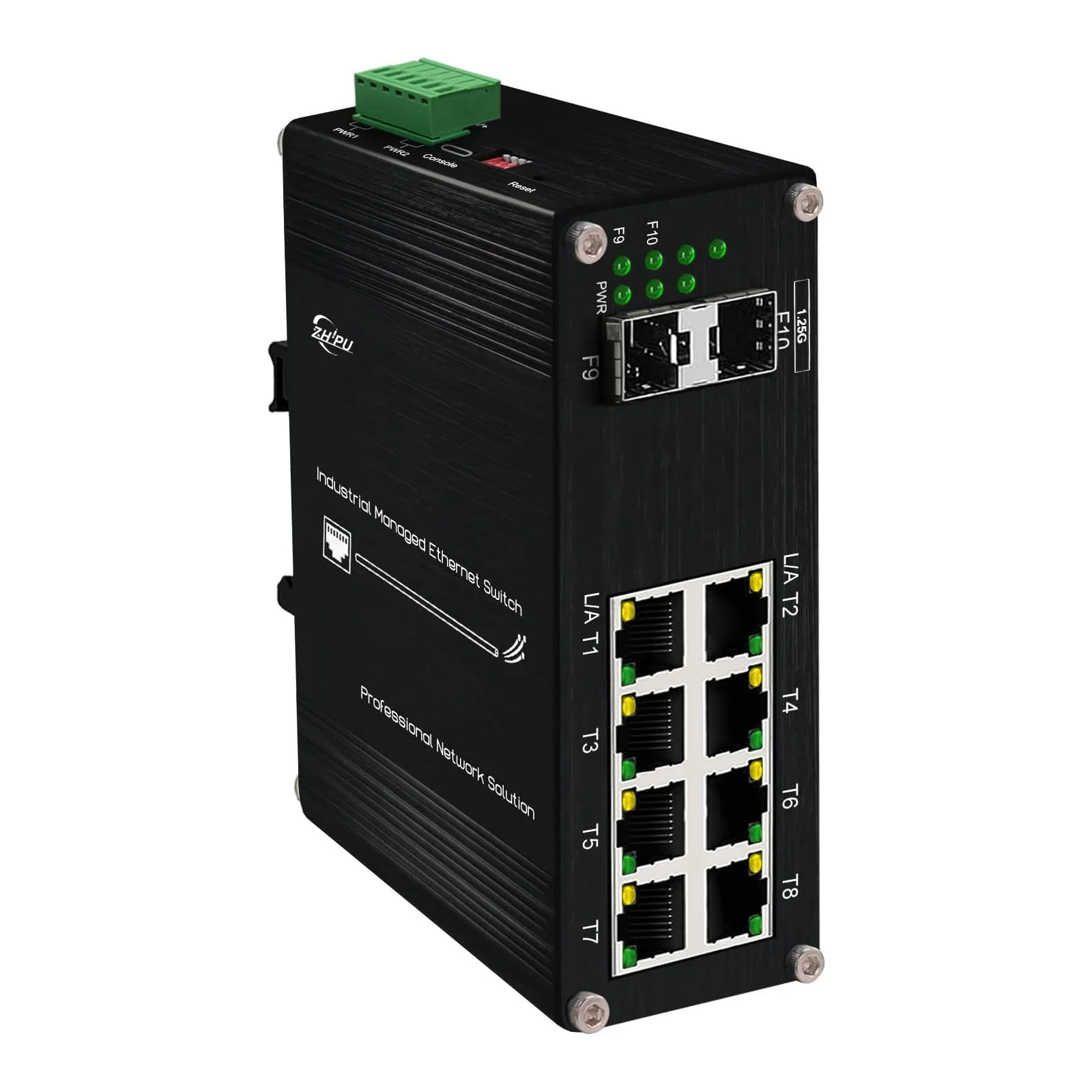 

Industrial Gigabit Managed Switch - 8 Ports 10/100/1000Mbps Web Management DIN Rail Ethernet Switch with 2 SFP Slots