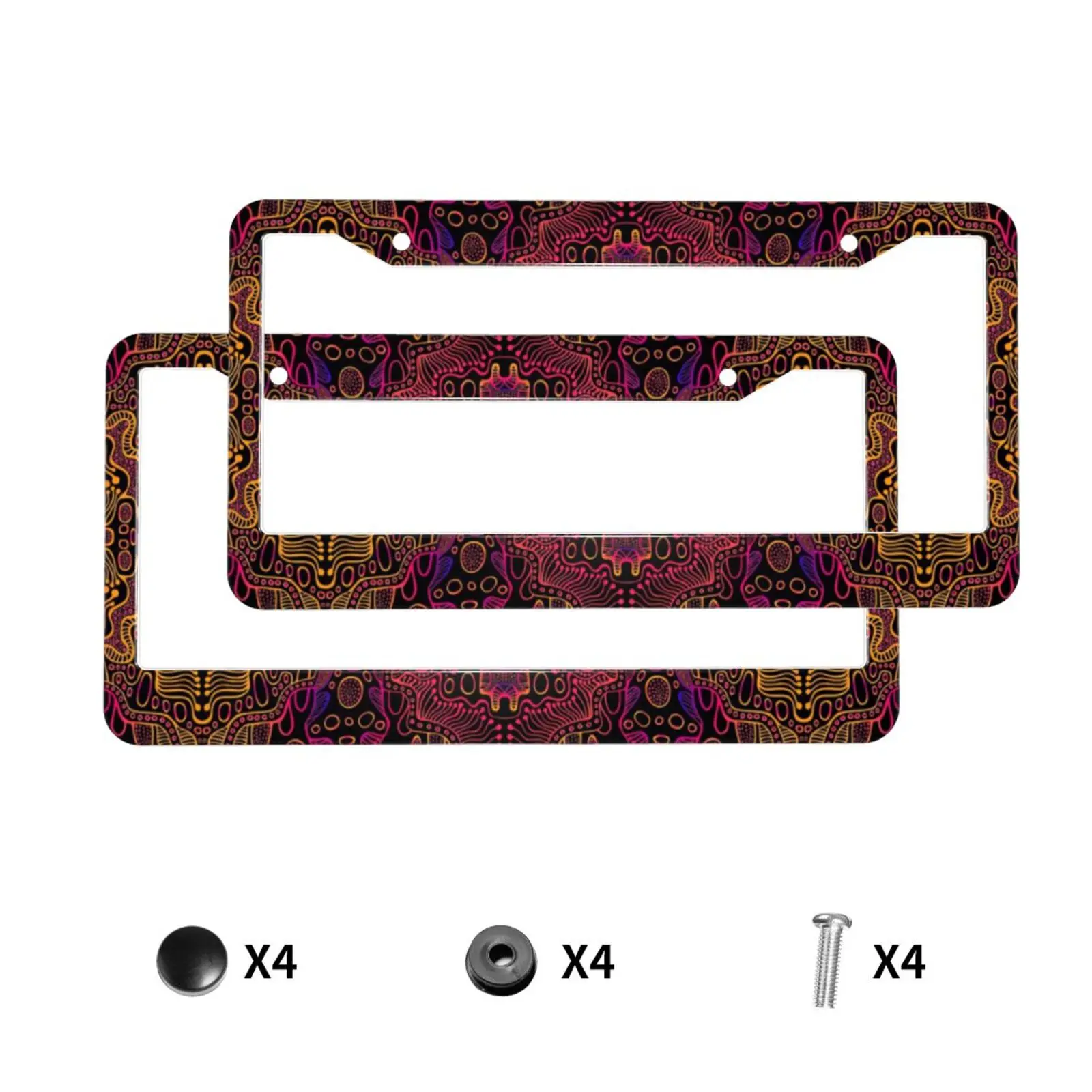 Space Hallucination Pattern Print Car License Plate Frame 2 Pack License Plate Holder with 2 Holes Car Tag Frame for Women Men