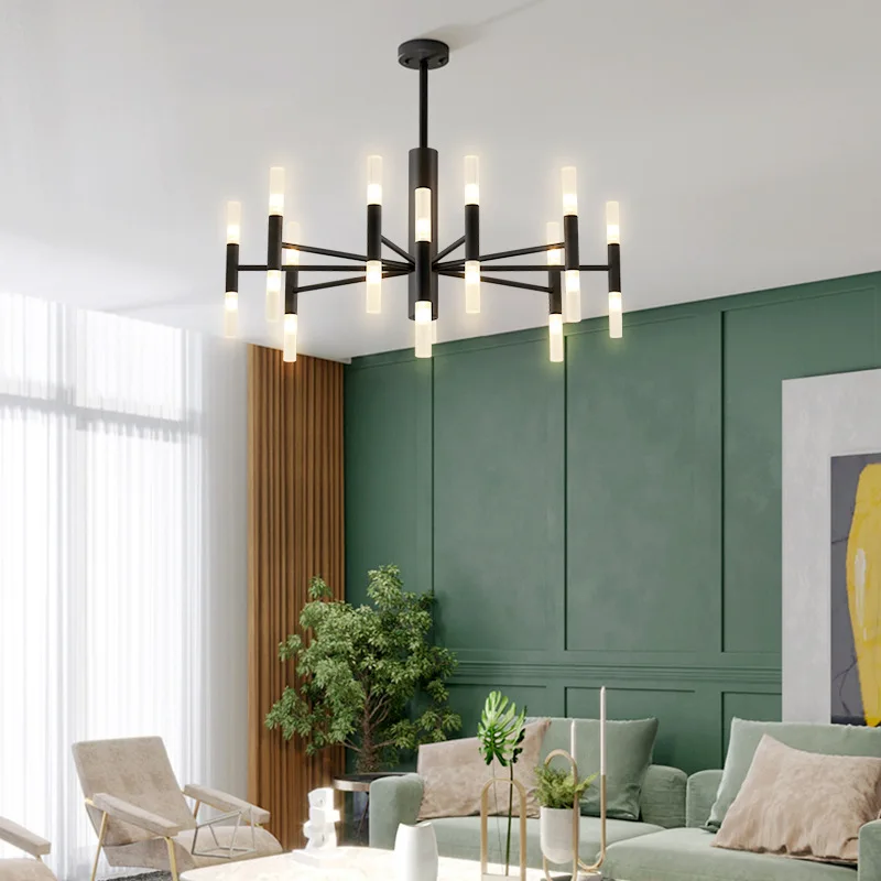 

Modern Fashion Designer Black Gold Led Ceiling Art Deco Suspended Chandelier Light Lamp for Kitchen Living Room Loft Bedroom