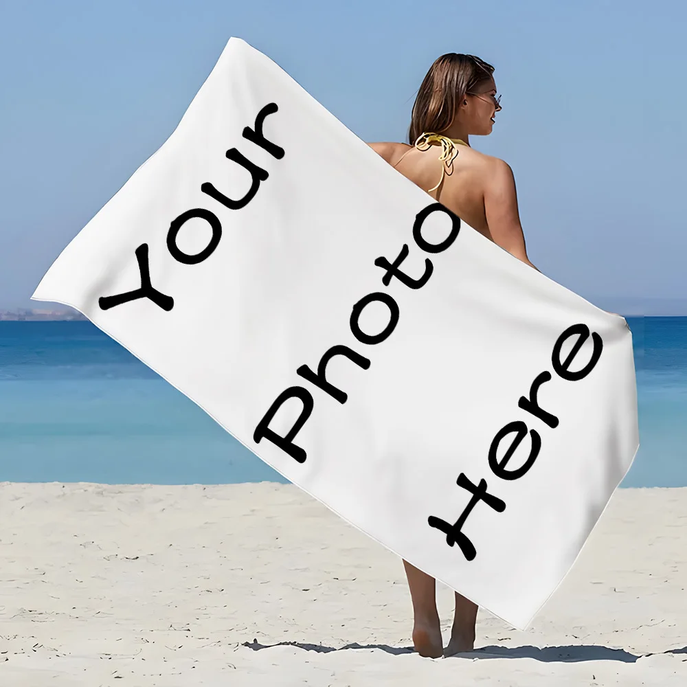 Personalized Beach Towel Custom Photo/Logo Oversized Beach Towel for Bath Pool Sports Camping Summer Party Gift
