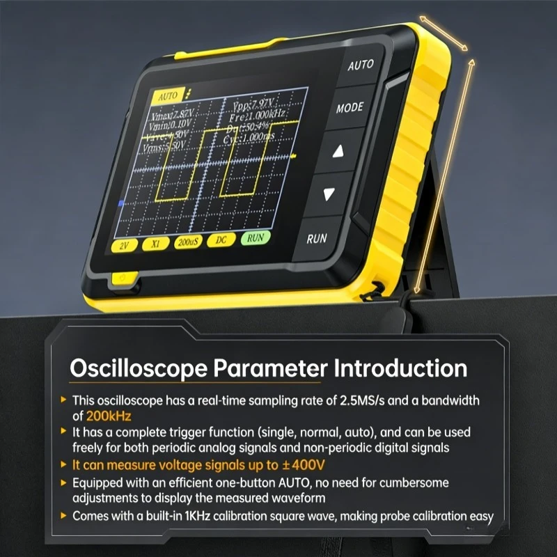 Handheld Small Oscilloscope Portable Digital Oscilloscope for Beginners' Teaching and Maintenance
