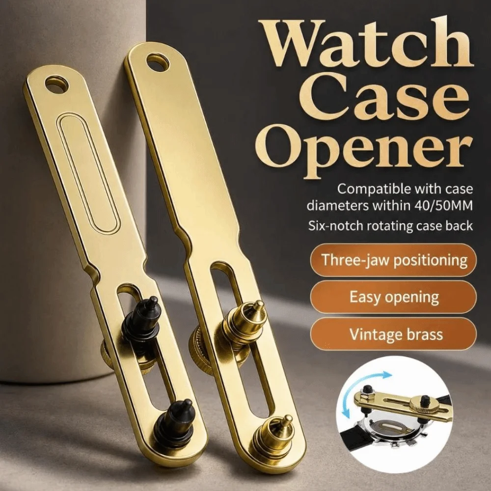 New Two‑Prong Watch Back Opener Golden Metal Watch Case Remover Adjustable Portable Watch Case Opener Watch Repair