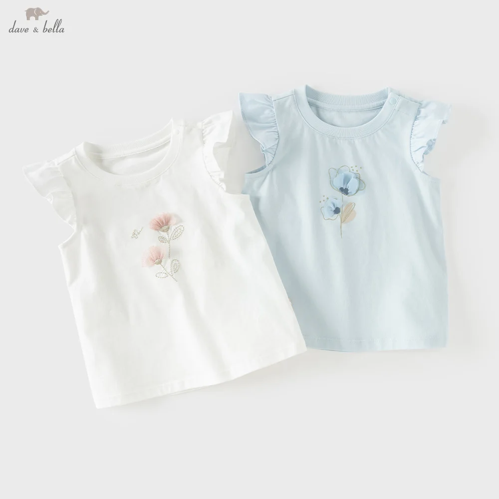 Dave Bella Girls Vest Summer Children Sleeveless Camisoles Casual Tanks Top Sweet Bottoming Shirt Beach Antibacterial DB2261853