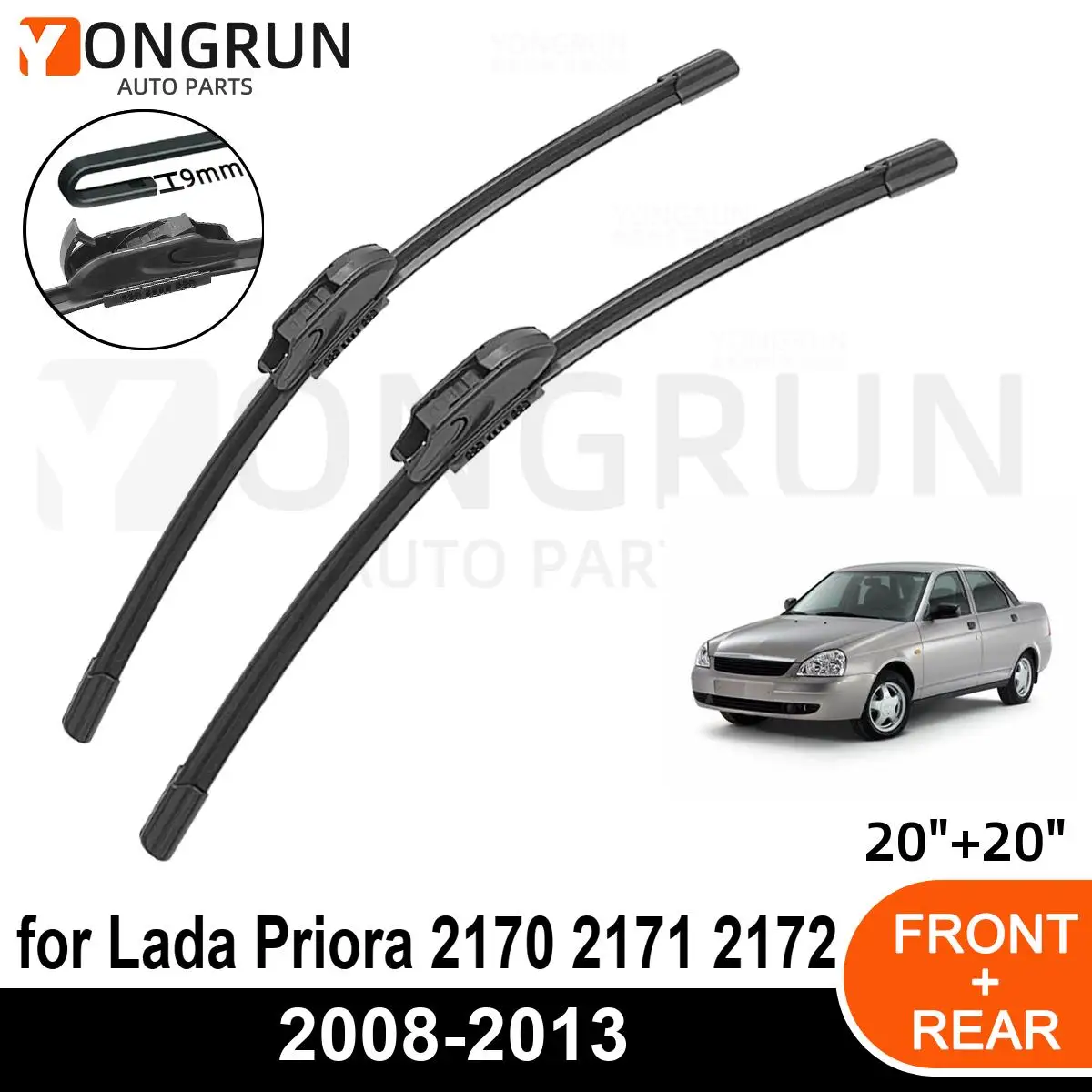 

Car Front Windshield Wipers For Lada Priora 2170 2171 2172 2008-2013 Wiper Blade Rubber 20"+20" Car Windshield Windscreen