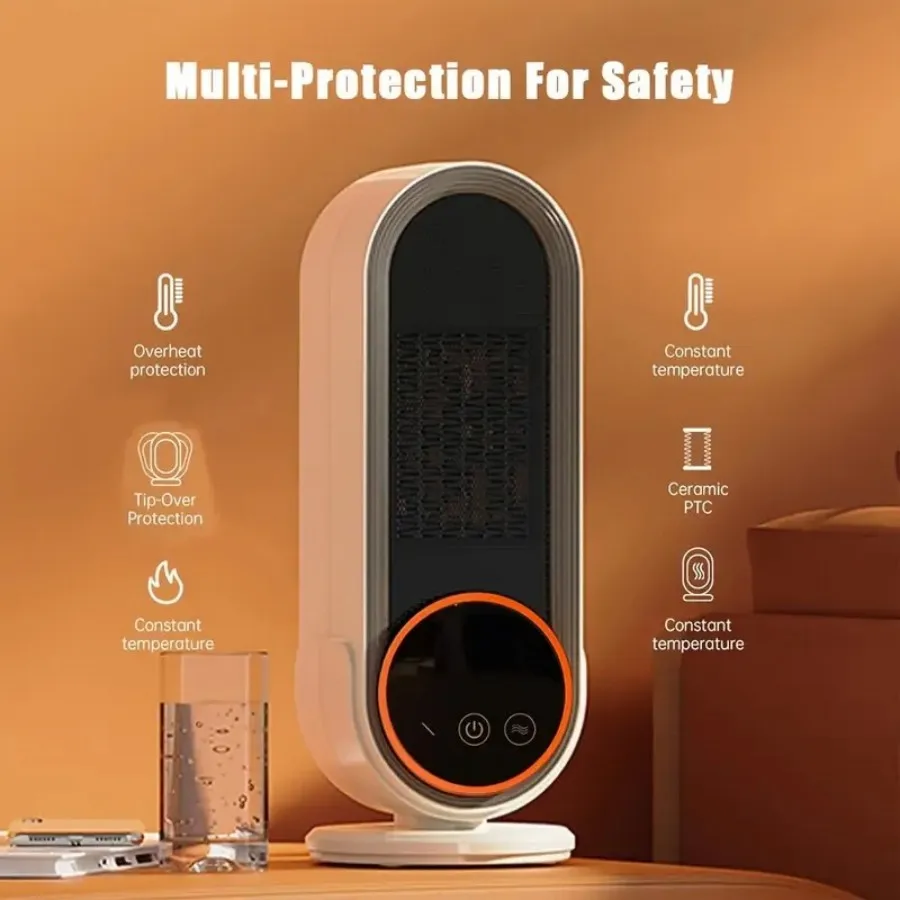 Small Portable Heater with Touch Screen Control Large Display Flameless Operation Auto Shutoff Protection for Bedroom Bathroom R