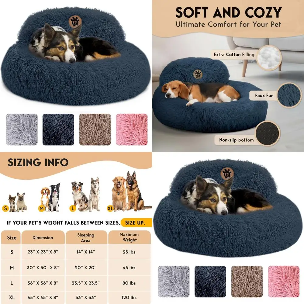 

Мягкая круглая лежанка для собак среднего размера (30 дюймов), моющаяся, с противоскользящим покрытием, для собак весом до 45 фунтов, темно-серая