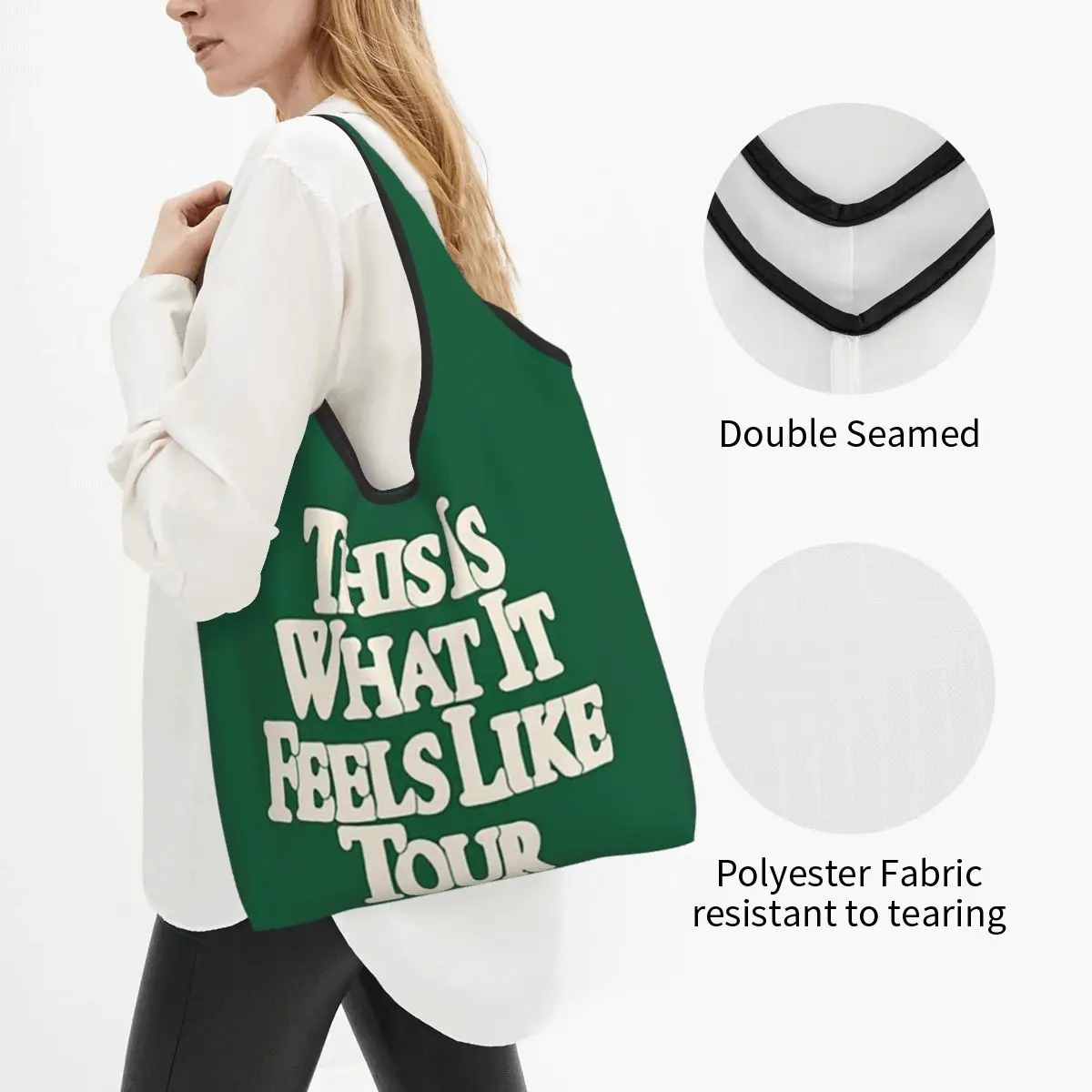 Gracie Abrams This Is What It Feels Like Tour Portable Tote Shopping Bags Reusable Shopper Bag Groceries Handbag Shoulder Bag