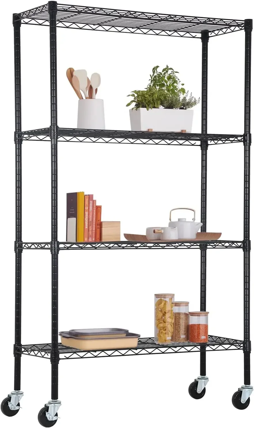 

Wire Shelving Storage Shelves 4-Shelf Adjustable NSF Wire Shelf Heavy Duty Storage Shelving Unit on 3” Wheel Casters